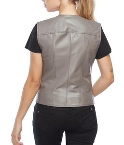 Chaleco de Cuero Genuino de Alta Calidad para Mujer, Impermeable, Estilo Urbano, Hip Hop, Personalizable, Venta al Por Mayor - Product Image 5