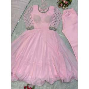 Designer Beautiful Evening <b>Gown</b> with Embroidery Work Includes Pent and Dupatta - Product Image 5