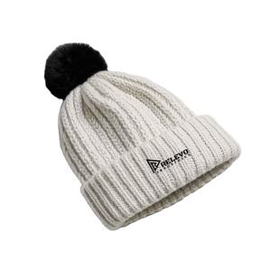 หมวกบีนนี่อะคริลิคสีน้ำเงินรอยัล คุณภาพสูง สำหรับฤดูหนาว  ปักโลโก้ 3 มิติ ลายโบว์  ป้ายกำกับสั่งทำได้  แบบ unisex - Product Image 1