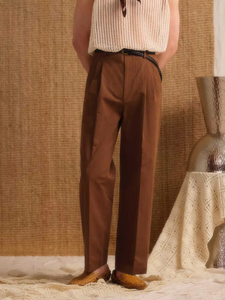 Pantalon cargo vintage pour homme, taille haute, coupe skinny, 100% coton, décontracté, avec poches avant et deux plis - Product Image 4