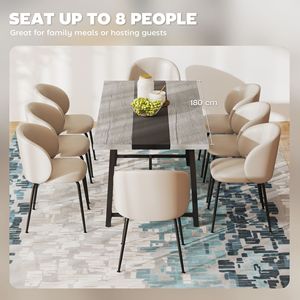 Tavolo da Cucina Industriale per 8 Persone, Tavolo da Pranzo Allungabile da 180 cm con Ampio Piano Grigio e Gambe in Acciaio per Sala da Pranzo - Product Image 4