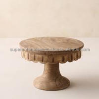Support à gâteau rond en bois avec perles en bois Design support à gâteau plateau sur pied présentoirs de ferme pour café-bar, décor de cuisine