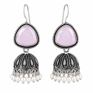 Proveedor Mayorista de Pendientes Colgantes Bohemios de Plata Oxidada Color Rosa |   Joyería Étnica de Moda, Regalo para Ella - Product Image 3