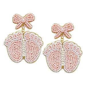 Pendientes de aro con bordado artesanal y cuentas de semillas para citas, fiestas de Navidad, eventos, regalos, joyería decorativa de moda. - Product Image 3