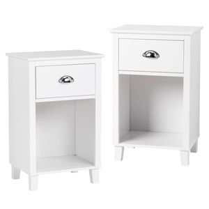 Comodino Moderno e Semplice in MDF Bianco Verniciato a Spruzzo 40*30*63cm con Gambe Alte e Due Cassetti - Product Image 3