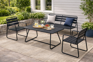 Mesa de Metal para Exteriores, Mesa de Comedor de Acero con Recubrimiento en Polvo para Patio - Product Image 5