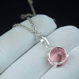 Pendentif en Kunzite rose, pierre de naissance de février, taille ronde, en argent sterling 925, collier minimaliste, cadeau - Product Image 2