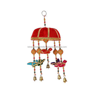 กระดิ่งลมผ้าฝ้ายพร้อมกระดิ่งและลูกปัดสำหรับตกแต่งภายในและกลางแจ้ง - Product Image 4