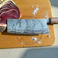 Couteau à viande en acier damas cuivré, fait main, de qualité supérieure, robuste, haute dureté, avec manche en bois et étui en cuir, 8-9,9 pouces