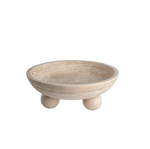Handcraft <b>Marble</b> Bowl with Ball Feet Natural Stone Decorative Centerpiece Bowl for Dining <b>Table</b> <b>Console</b> Shelf Luxury travertine - Product Image 1