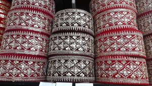 Bordure de dentelle brodée de luxe avec sequins pour sari de mariée, lehenga, dupatta, robe, vêtement, ruban décoratif à coudre - Product Image 5