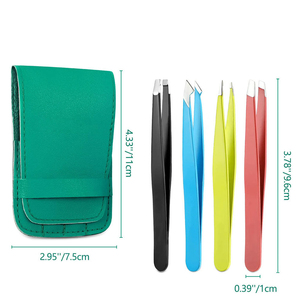 Lot de 4 pinces à épiler obliques pour sourcils avec pointe fine - Product Image 2