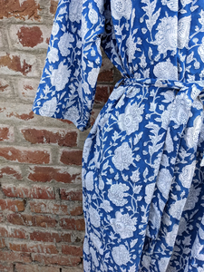 Kimono en coton imprimé à la main unisexe Dressing indien pour adultes avec couverture à la main imprimée de fleurs respirantes Fermeture à cordon de serrage - Product Image 5