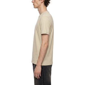 T-shirt en coton uni beige à col rond coupe classique pour homme, basique décontracté à manches courtes, vente en gros, t-shirt vierge - Product Image 3