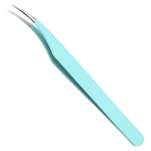 Pince à cils courbée en gros pour extensions de cils, logo personnalisé, acier inoxydable de qualité supérieure, pince à isolation de précision pour volume, OEM - Product Image 1