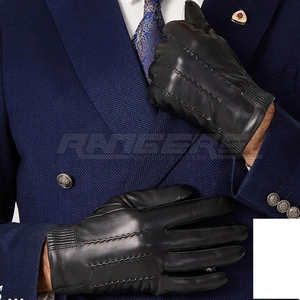 Gants de conduite noirs en cuir d'agneau véritable pour hommes et femmes, fournisseur en gros OEM, qualité supérieure, gants de conduite à doigts complets - Product Image 3