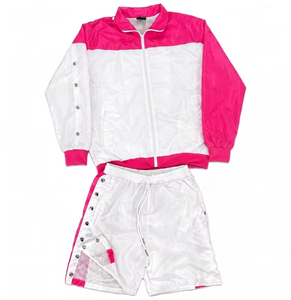 Conjunto Deportivo al Por Mayor, Chaqueta y Pantalones Cortos de Poliéster Transpirable, Estilo Deportivo con Cierre de Cremallera en la Manga Larga, Conjunto Deportivo de Verano para Adultos - Product Image 1