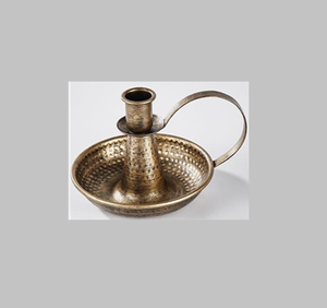 Round Base Antique <b>Brass</b> Metal Gold <b>Candlestick</b> with Snuffer Handmade - Product Image 3