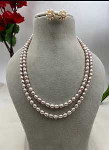 Double Strand Pink Freshwater <b>Pearl</b> <b>Necklace</b> <b>Set</b> Floral Cluster Earrings Bridal <b>Pearl</b> Jewelry <b>Set</b> Custom Wholesale B2B - Product Image 3