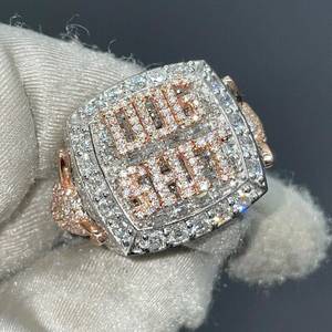 Custom Letter Rhodium Plated 925 Sterling <b>Silver</b> VVS Moissanite Diamond Hip Hop Luxury Statement <b>Ring</b> <b>For</b> Women And <b>Men</b> Wear - Product Image 2
