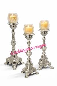 Wedding Candle Holder <b>Stand</b> Metal Floor Lamp Diya <b>Stand</b> Decorative Brass Finish Event Decor Temple Style Centerpiece Set - Product Image 4