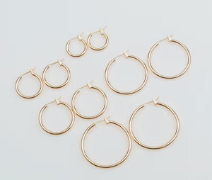 Juego de Aretes de Aro Dorados, Minimalistas, Redondos, en Varios Tamaños, Joyería Clásica para Uso Diario, para Mujer - Product Image 3