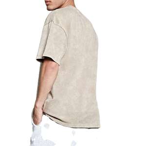 Camiseta de hombre estilo urbano, 100% algodón, 220g por metro cuadrado, corte ajustado, costura de una sola aguja, lavado ácido vintage, efecto desgastado por el sol. - Product Image 2