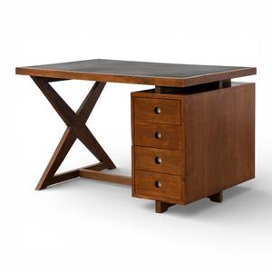 Juego de Escritorio y Silla de Oficina Estilo Pierre Jeanneret, Escritorio Administrativo de Madera Maciza con Estructura en X y Gabinete de 3 Cajones para Estudio, Venta al Por Mayor - Product Image 3