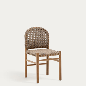 Chaise de salle à manger en teck massif pour jardin extérieur, utilisation en terrasse et en hôtel, teck pour meubles d'intérieur ou d'extérieur avec rotin - Rivoli - Product Image 2