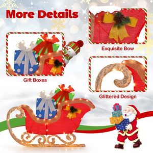 Traîneau de Noël de 4 pieds de long avec 94 lumières LED pré-éclairées, chaudes et brillantes, décoration festive - Product Image 5