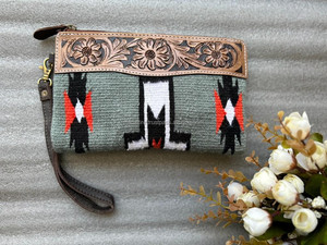 กระเป๋าคลัทช์หนังสไตล์ตะวันตก aztec สีน้ำตาลวินเทจกระเป๋าเครื่องมือหนังแท้ที่เป็นเอกลักษณ์ของ Aztec - Product Image 2