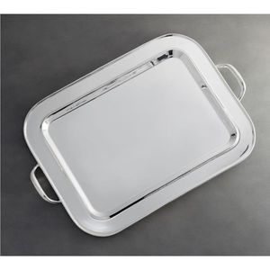Luxury Silver Plated <b>Rectangular</b> Serving Tray with Horse Bit Handles Metal <b>Mirror</b> Finish Decorative Tray for Wedding & Hotel - Product Image 2