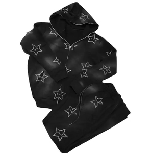 เสื้อฮู้ดดี้แทรคสูทผ้าเฟรนช์เทอร์รี่หนานุ่มสำหรับผู้ชาย สกรีนโลโก้ตามสั่ง ประดับด้วยคริสตัลหรูหรา สไตล์สตรีทแวร์ - Product Image 6