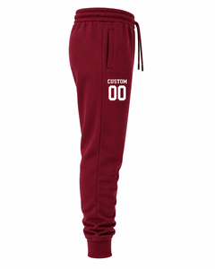 Pantalon de jogging décontracté pour homme, imprimé personnalisé, couleur bordeaux, taille élastique avec cordon de serrage, 100% coton, pour l'automne - Product Image 2