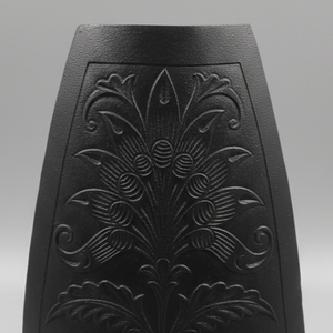 Luxury Embossed <b>Matte</b> Black Metal Flower Vase Elegant Floral Pattern Handcrafted Home Decor <b>Table</b> Centerpiece Single Unit - Product Image 3