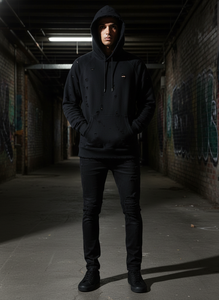 Sudadera con Capucha Personalizada para Hombre, Estilo Vintage, 100% Algodón Grueso, Lavado Ácido, Efecto Desgastado, Bajo sin Rematar, Impresión DTG - Product Image 4