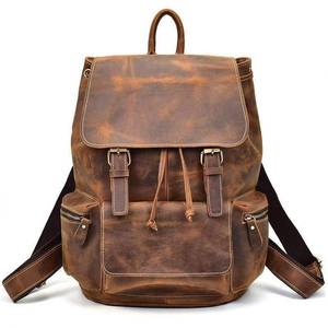Distressed Genuine Leather Laptop <b>Backpack</b> <b>Waterproof</b> Anti-Theft Travel Rucksack Rugged Leather Bag LBP-0360 - Product Image 3