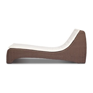 Modern Outdoor Sun Lounger with PE Rattan Frame and Polyester <b>Cushion</b> Solid <b>Back</b> Design for Patio Use - Product Image 4