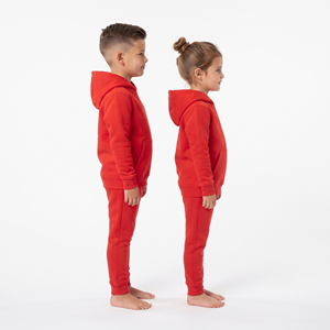 Conjunto de Sudadera con Capucha y Pantalones de Felpa de Algodón para Jóvenes, Color Rojo Sólido, Ropa Deportiva Personalizada para Niños, Conjunto de Dos Piezas al por Mayor - Product Image 4