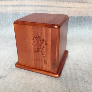 CNC Carved Hardwood Cremation Urn Artisan Rose Memorial <b>Keepsake</b> <b>Box</b> Elegant Heirloom Tribute - Product Image 1