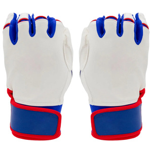 Pro USA Style Tricolor Baseball Batting Gloves | Premium Leather Max Grip Secure Wrist Wrap Custom Team Batting Gloves - Product Image 3