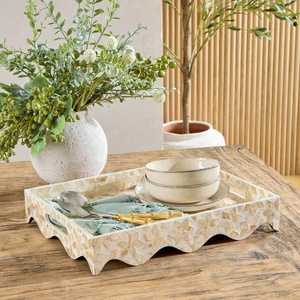 High-End Vietnamese Craftsmanship with Luxurious Glossy Decorative Finish Stunning MOP Capiz Serving Tray - Product Image 3