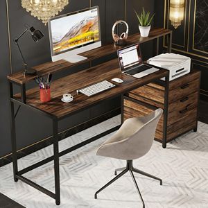 Scrivania Ergonomica da Ufficio con Cassetti e Supporto per Monitor - Product Image 5