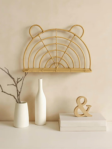 Vintage Rattan Bear <b>Wall</b> Shelf Cute Animal Floating Shelf Kids Nursery Room Decorative Display Shelf Home Decor - Product Image 4