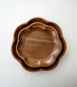 Handmade Solid Wood Irregular Shape Eco-Friendly Buddhism Theme Tray with Polished Natural Finish for Tabletop Home Decor - Product Image 1