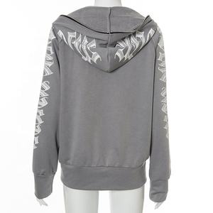 Sweat à capuche zippé imprimé Fce Fl Face pour femmes, vêtements d'hiver décontractés pour femmes avec col à capuche pour filles - Product Image 2