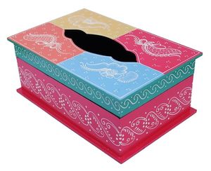 Traditional Chinese Wedding Napkin Dispenser <b>Tissue</b> Box Karigar Trunk Gift Box <b>Colorful</b> Printed Holder Sweet Home Packaging Box - Product Image 2