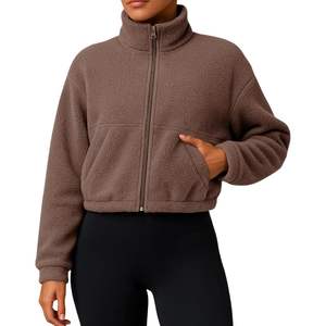 Chaqueta de Forro Polar Morado para Mujer, Cuello Alto, Transpirable, Cálida para Invierno, Diseño de Logotipo Personalizado - Product Image 6