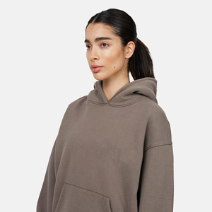 Sudadera con Capucha Extra Grande para Mujer, Color Sólido, Hombros Caídos, Manga Larga, Tejido de Algodón, Ropa Casual de Otoño - Product Image 6