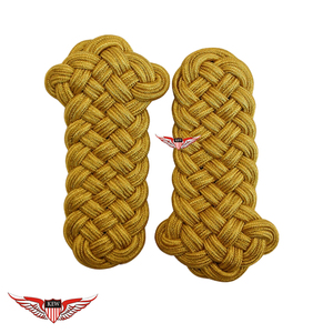 KEW Vintage Eco-Friendly Bullion Wire <b>Braided</b> Epaulettes Light Yellow Embroidered Crown Star Shoulder Boards Luxury <b>Accessory</b> - Product Image 3